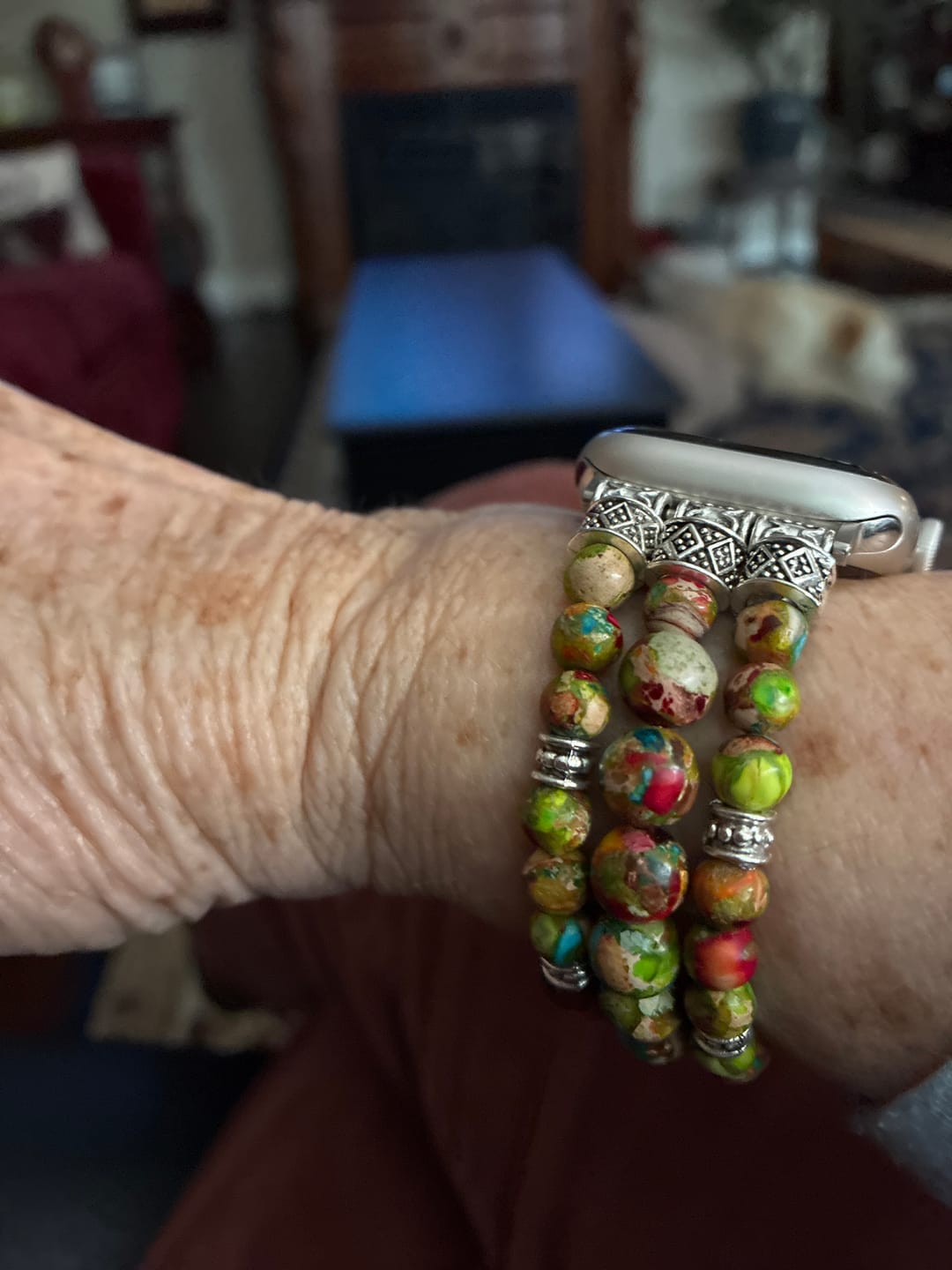 Customer photo review of Vineyard Jasper Stretch Apple Watch Strap