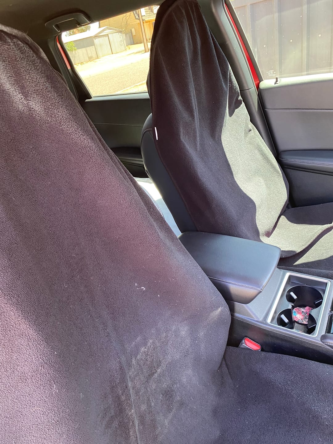 Customer photo review of Waterproof Car Seat Towel – Black | Towel Society