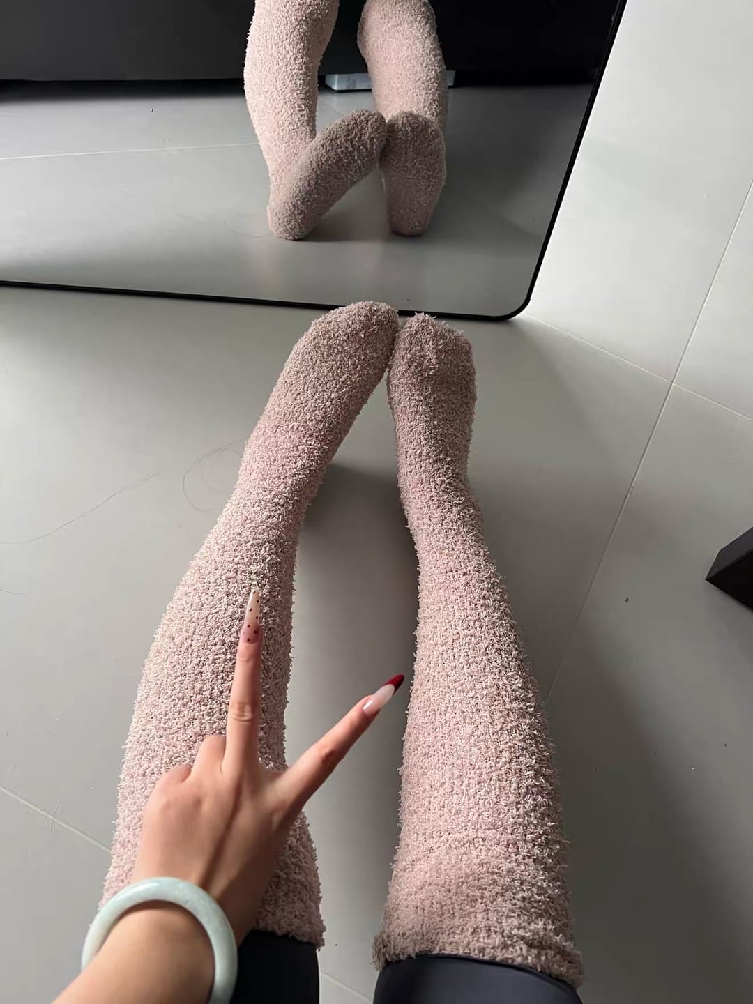 Customer photo review of Cloud Slides - Cozy Fluffy Socks