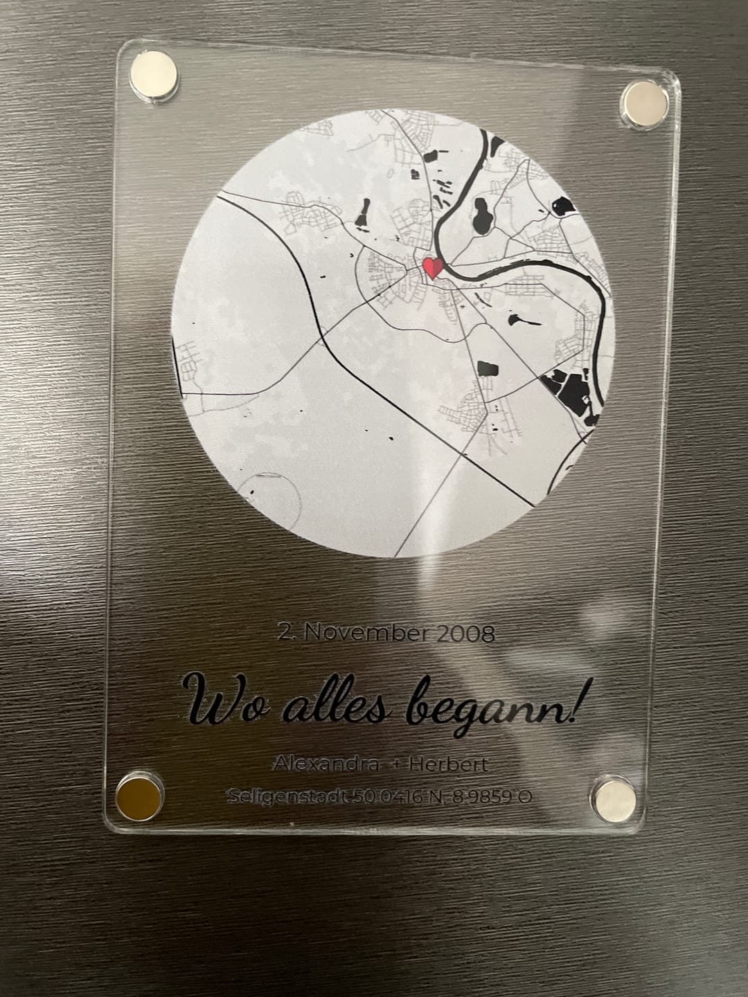 Customer photo review of "Unser Ereignis" - Acryl Magnet