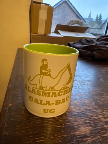 Customer photo review of TassenExpress - Becher Keramik Tasse mit Logo bedruckt 325ml Firmenlogo