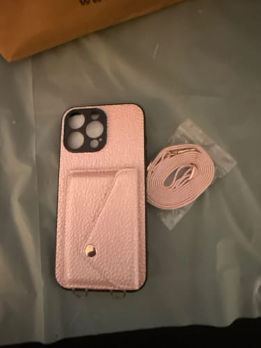 Customer photo review of Luxury Leather Crossbody Phone Lanyard & Wallet for iPhones