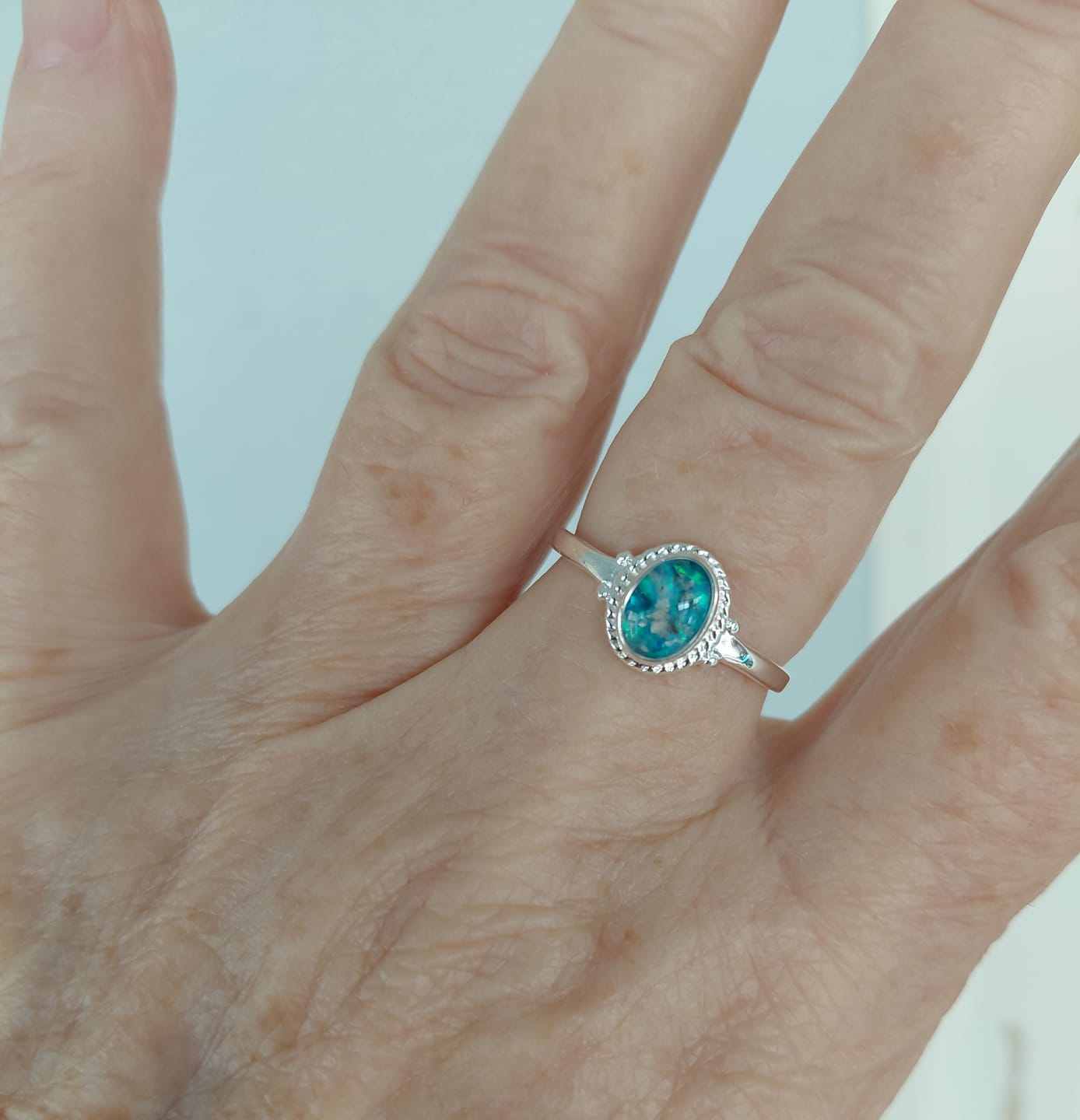 Customer photo review of Braided Oval Ring with Cremation Ashes