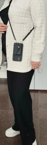 Customer photo review of Luxury Leather Crossbody Phone Lanyard & Wallet for iPhones