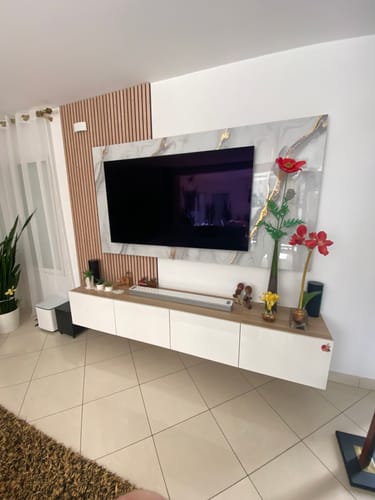 Customer photo review of Panneau Mural PVC Effet Marbre Doré – Étanche et facile à poser