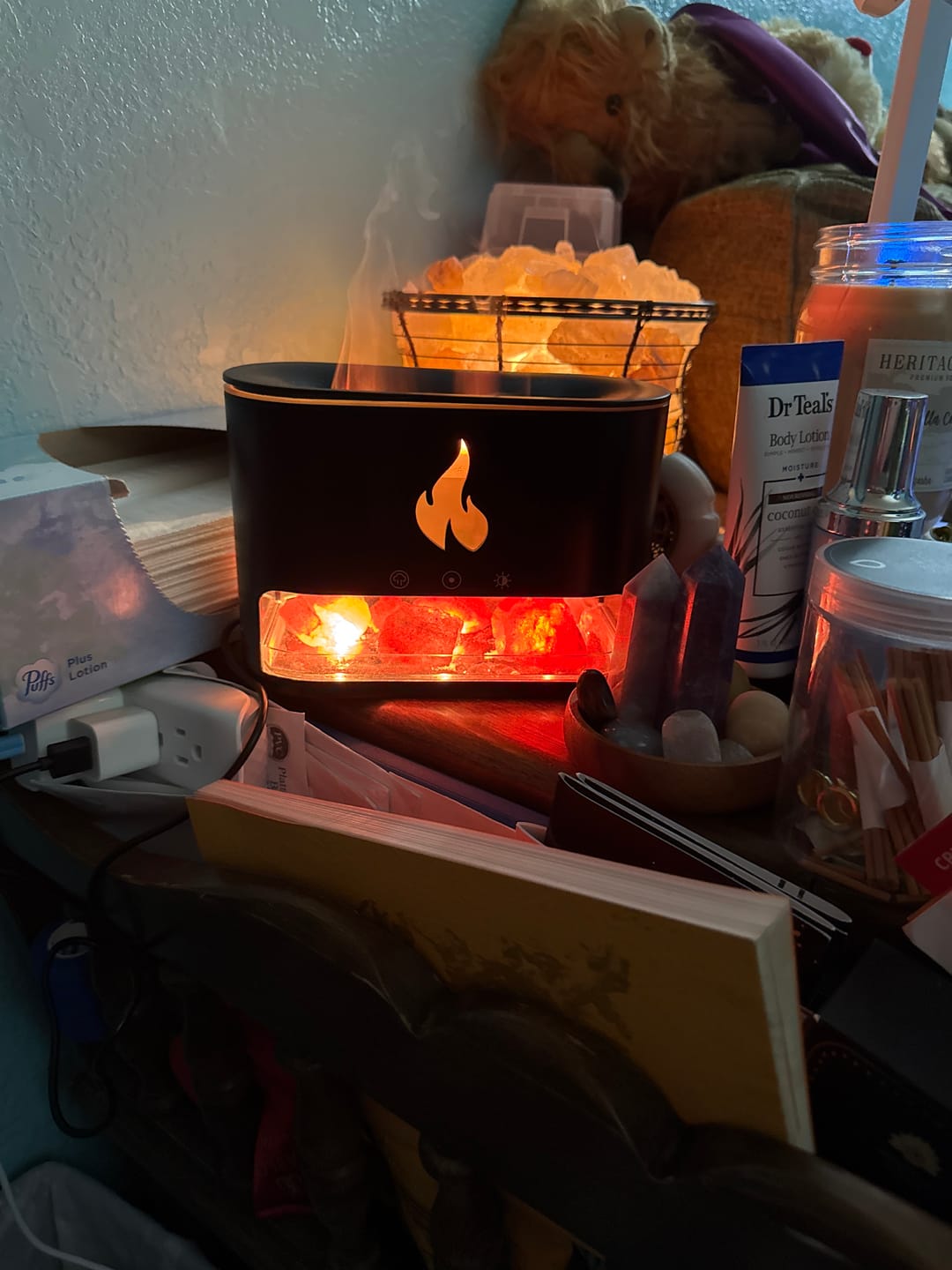 Customer photo review of Himalayan Salt Fireplace Humidifier Lamp + FREE 18 Organic Essential Oils Set