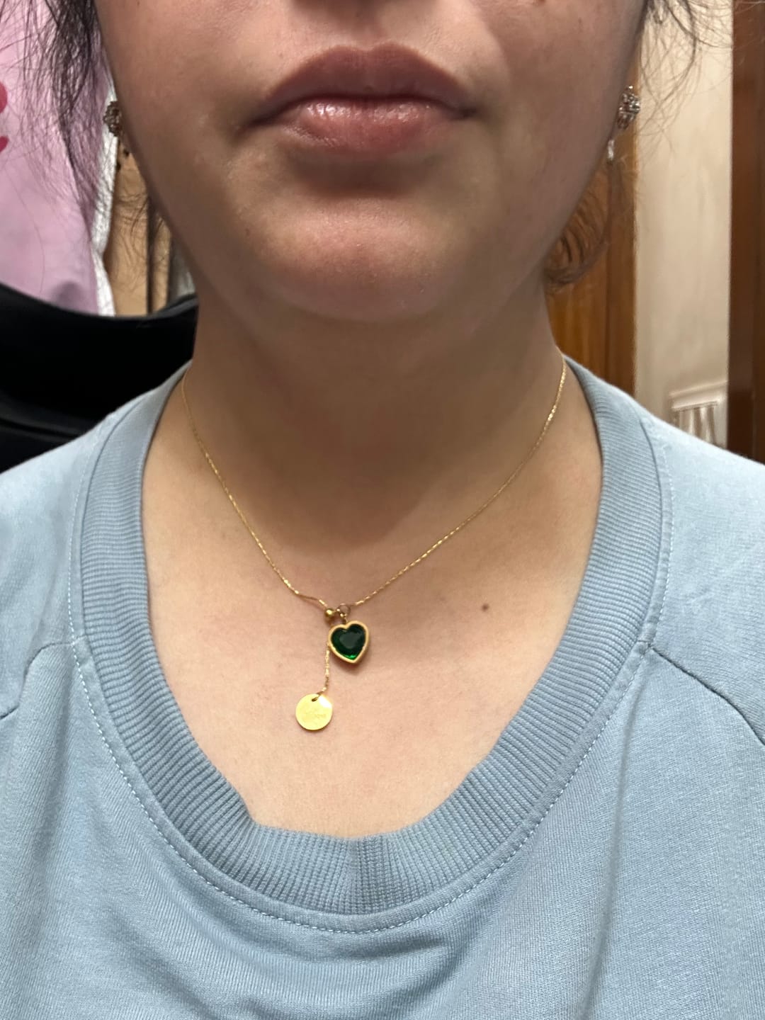 Customer photo review of Emerald Love Necklace