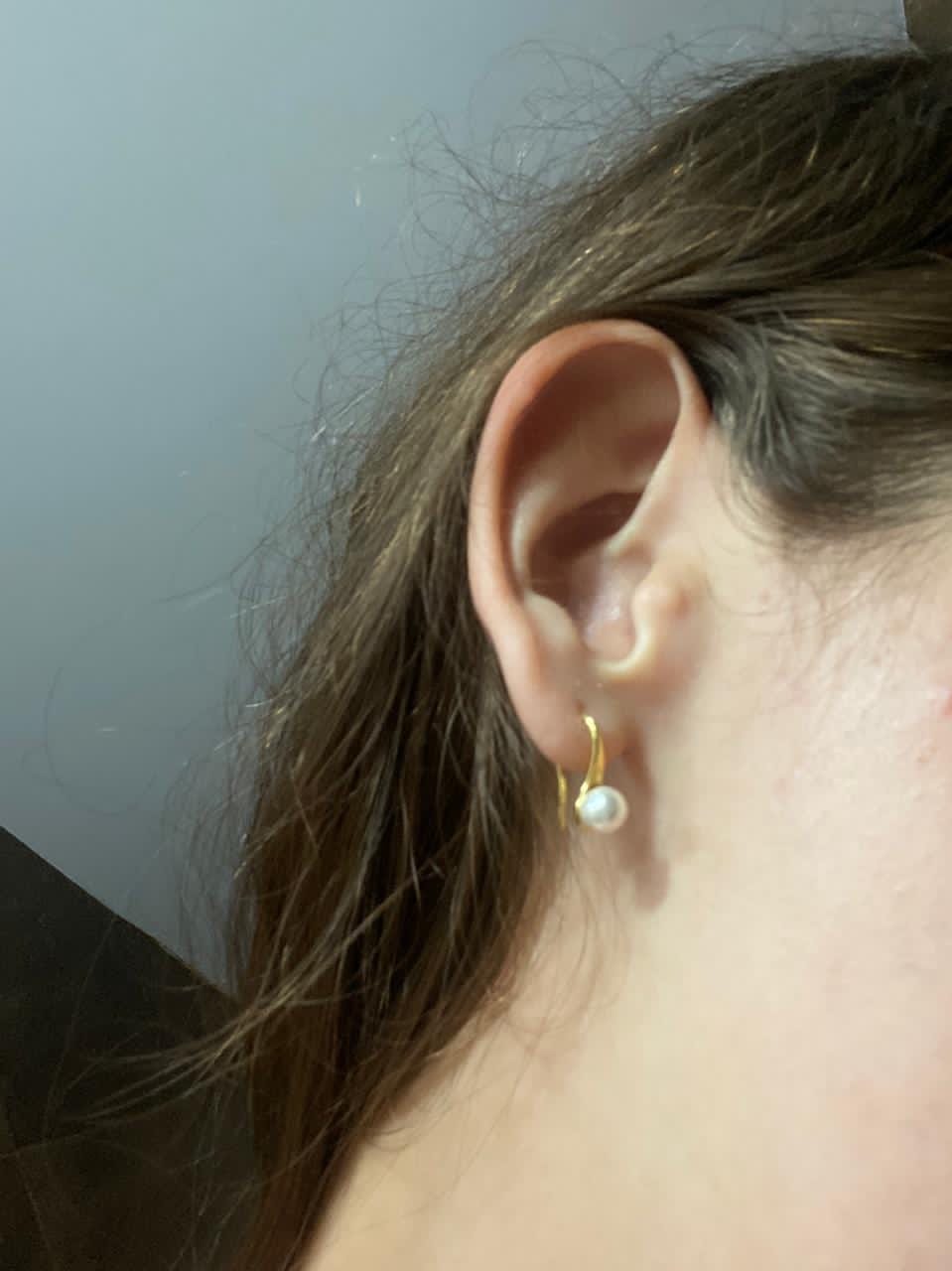Customer photo review of Par Arete Colgante Con Perla 6 mm