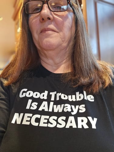 Customer photo review of Good Trouble Unisex T-Shirt