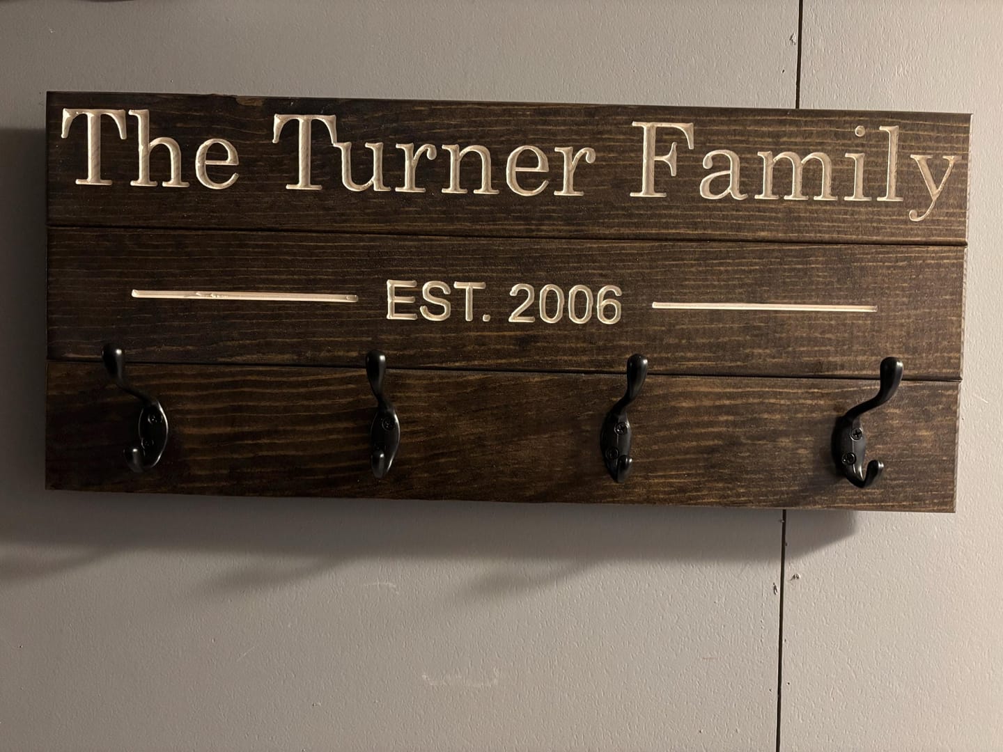 Customer photo review of Personalized Family Coat Rack - Dark