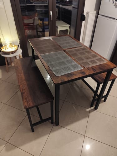 Customer photo review of Τραπεζαρία Σετ Τραπεζιού Κουζίνας με 2 παγκάκια Για Σαλόνι Τραπεζαρία vintage καφέ KD-T070B01