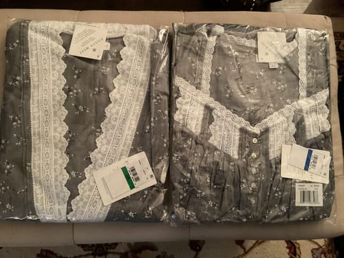 Customer photo review of The "Eileen" Pale Meadow Cotton Yarndye Chambray Ballet Nightgown