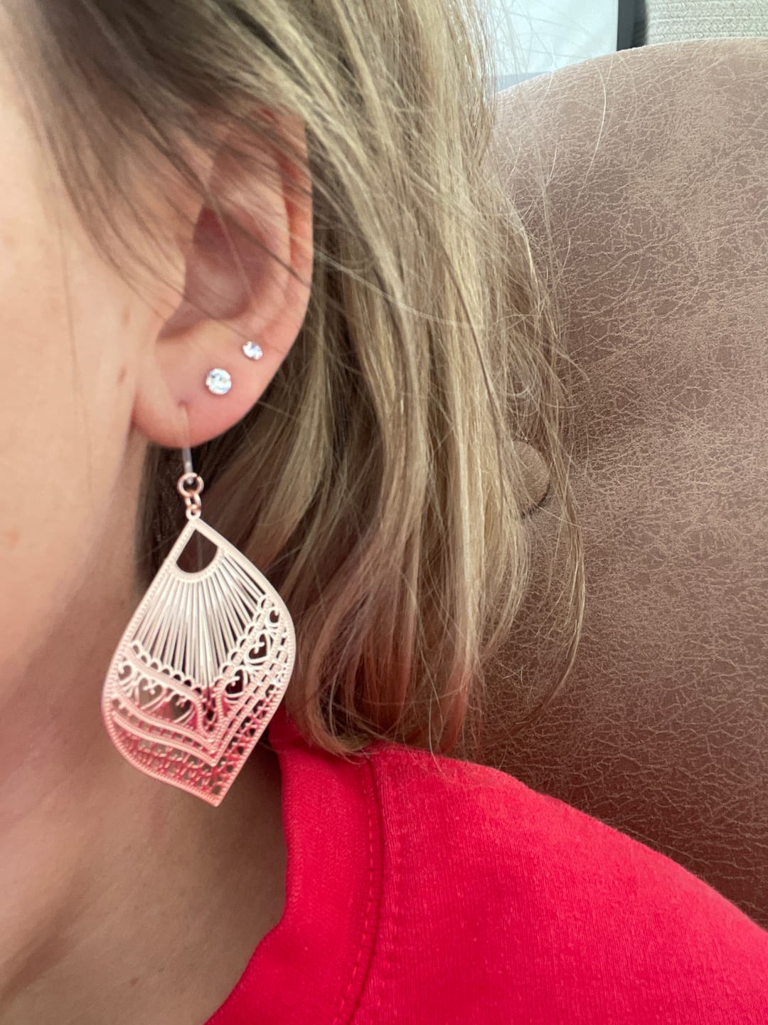 Customer photo review of Petite Faux Diamond Studs