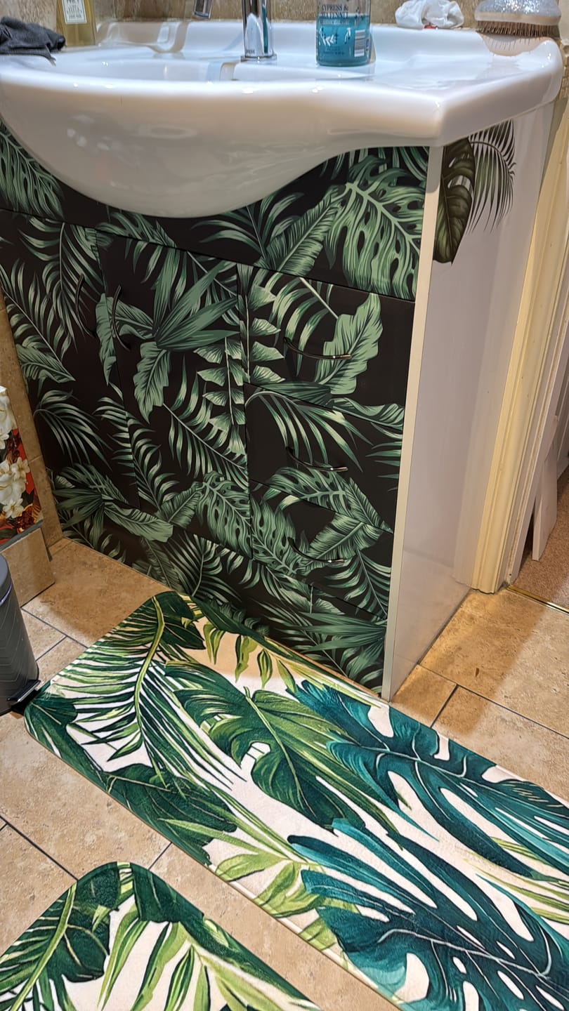 Customer photo review of Bobbition - Green & Black Tropical Vinyl Furniture Wrap
