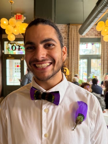 Customer photo review of The Mardi Gras - Feather Bow Tie