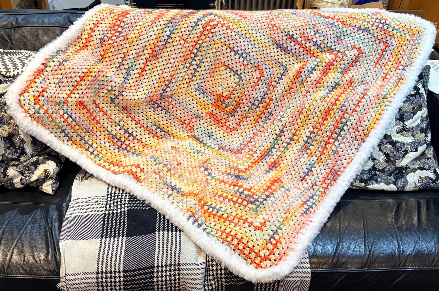 Customer photo review of CrochetPark™ Hearthside Rainbow Blanket Kit