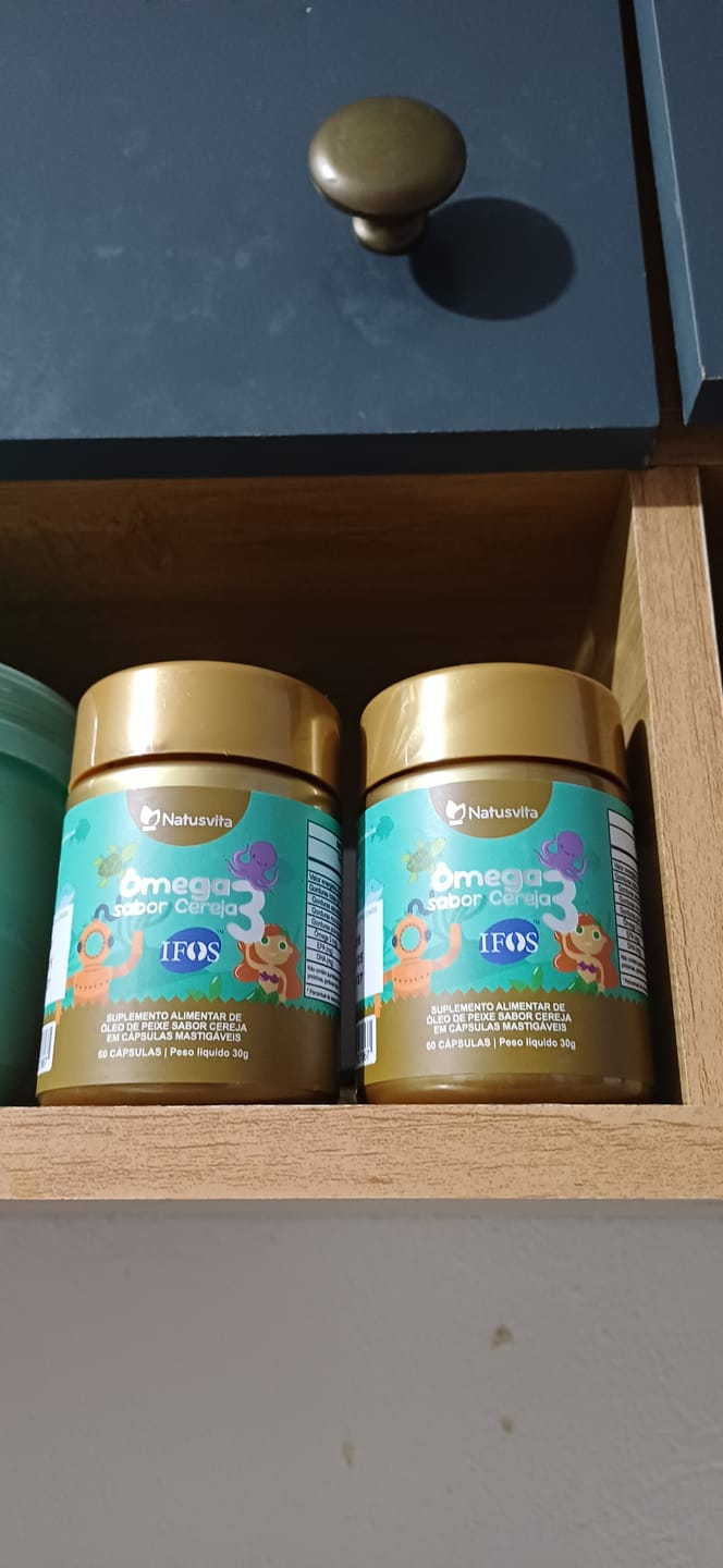Customer photo review of Ômega 3 Sabor Cereja Cápsulas Mastigáveis 210mg DHA e EPA