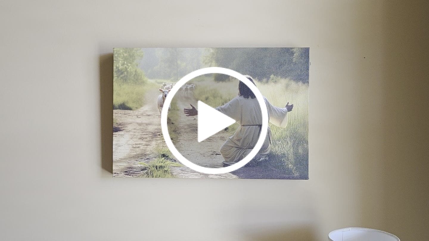 Customer video review of Lamb Runs to Jesus Wall Art Canvas