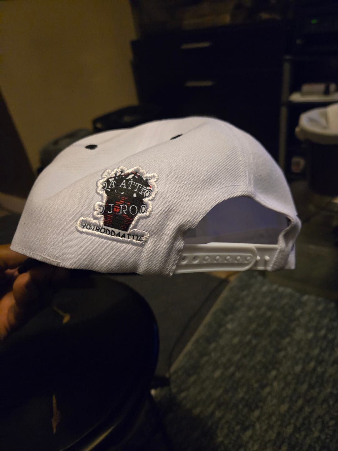 Customer photo review of Custom White Black 3D Puff Embroidery Flat Embroidery Casual Sport Baseball Cap