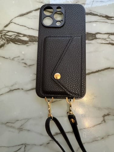 Customer photo review of Luxury Leather Crossbody Phone Lanyard & Wallet for iPhones