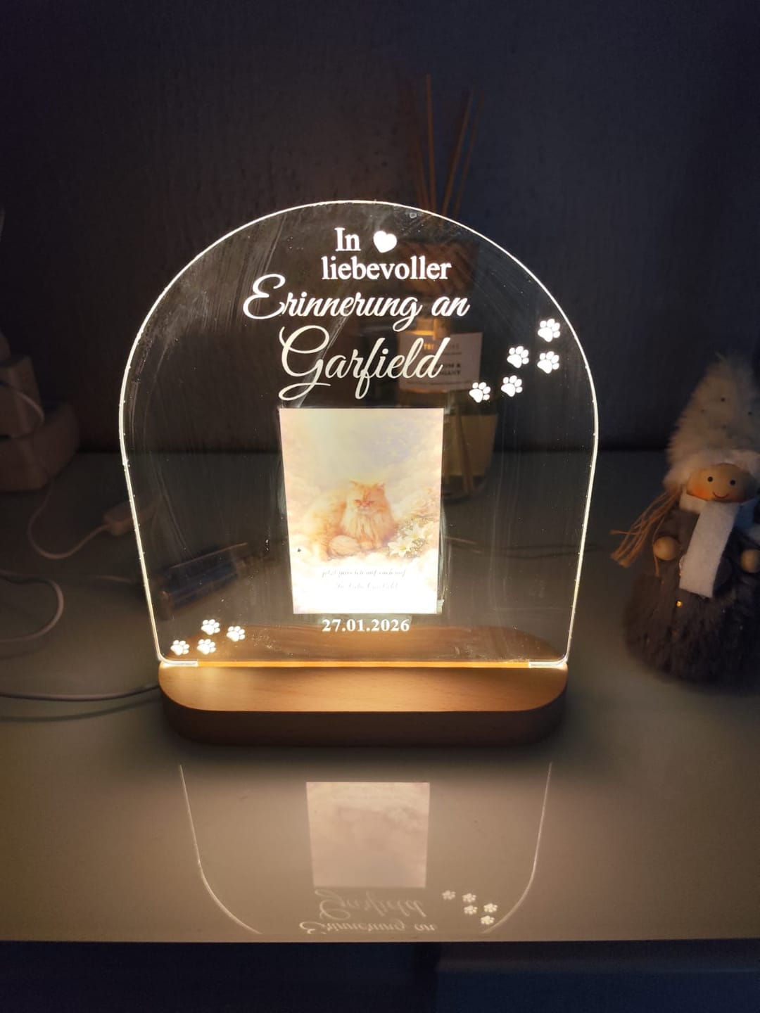 Customer photo review of Zur liebevollen Erinnerung – LED-Lampe für Hund/Katze