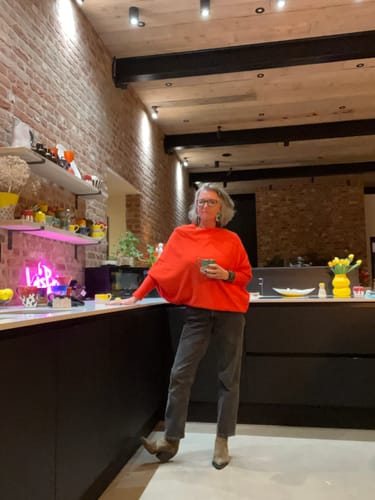 Customer photo review of Soft Knit Asymmetric Jumper - Dark Orange