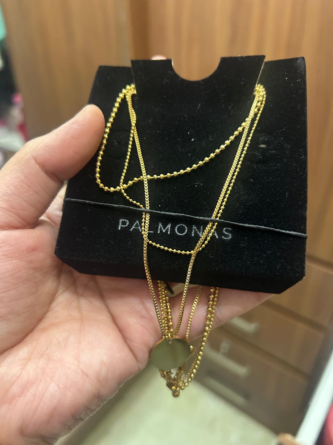 Customer photo review of Round Belle Three Layer Necklace