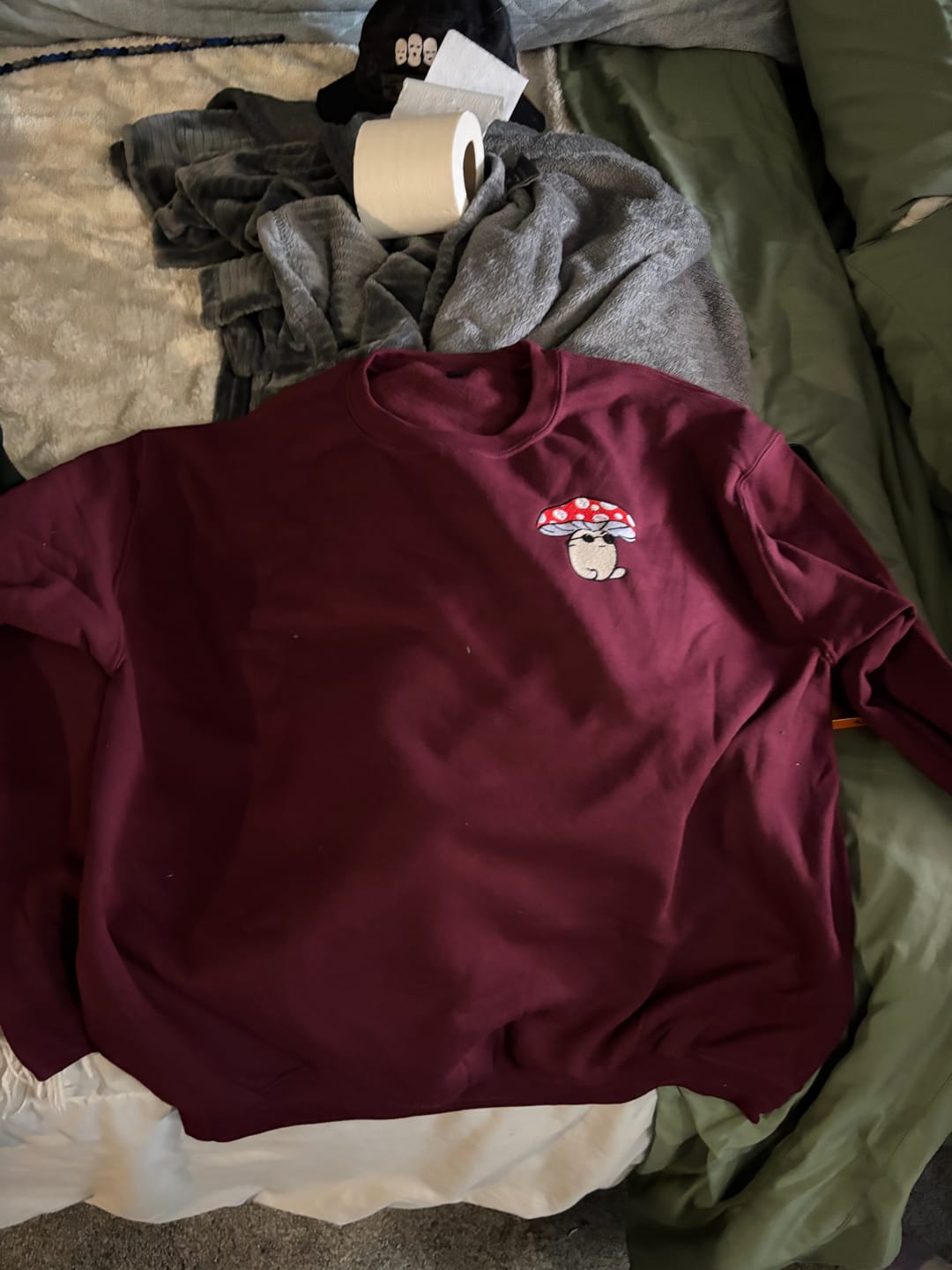 Customer photo review of Custom Embroidered Hoodies For Couples, Custom Matching Couple Hoodie, Cute Mushroom Cartoon Couples Embroidered Hoodie