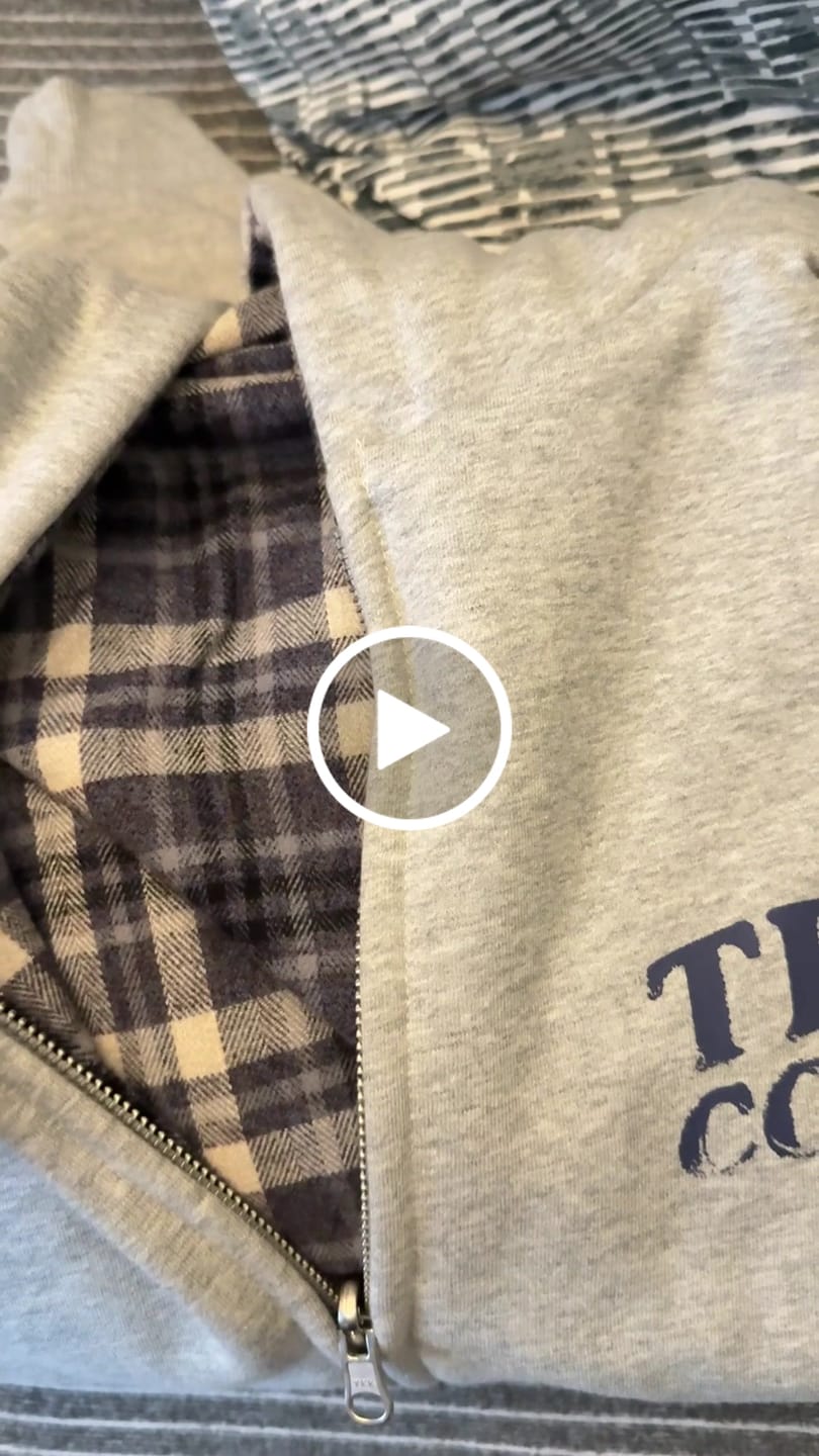 Customer video review of Reversible Flannel Zip-Hoodie Grey Blue