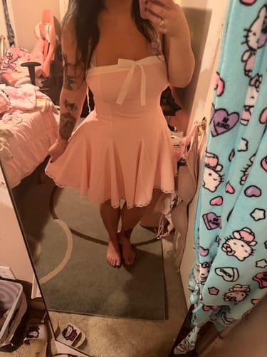 Customer photo review of Dolly Polka Dot Dress + Petticoat (Pink)