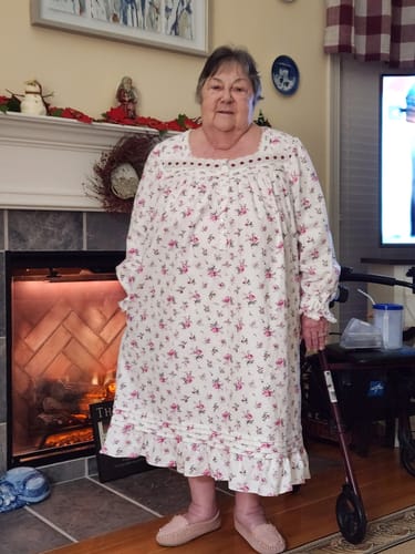 Customer photo review of Winter Rosette Cotton Flannel Long Sleeve Waltz Nightgown