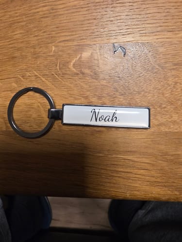 Customer photo review of Metall Schlüsselanhänger personalisiert mit Name, Text, Spruch und Foto