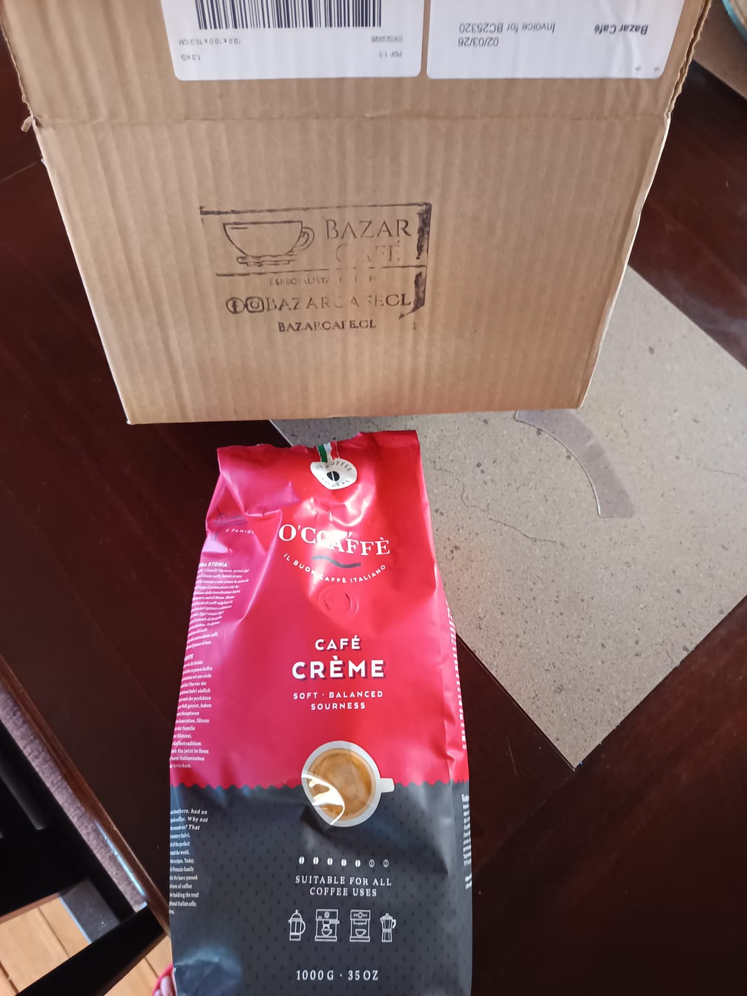 Customer photo review of Occaffe Grano Espresso Creme Rojo 1kg