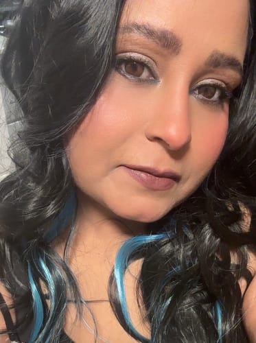 Customer photo review of Laurel Pink Brown Prescription Colored Contact Lenses