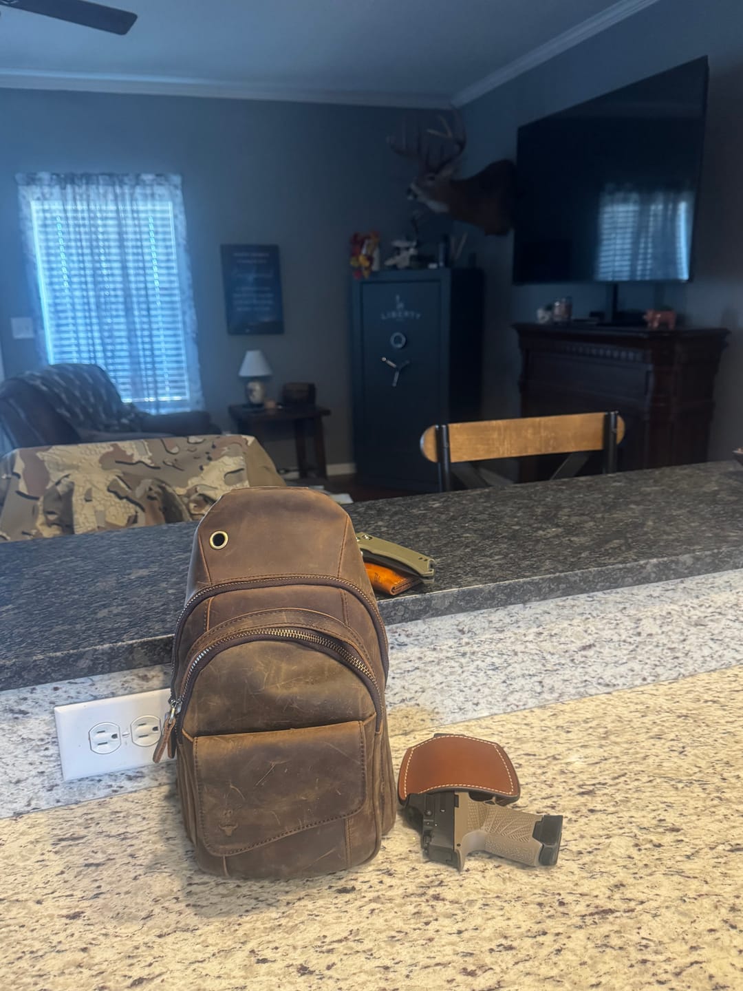 Customer photo review of Cowhide Leather Sling Bag