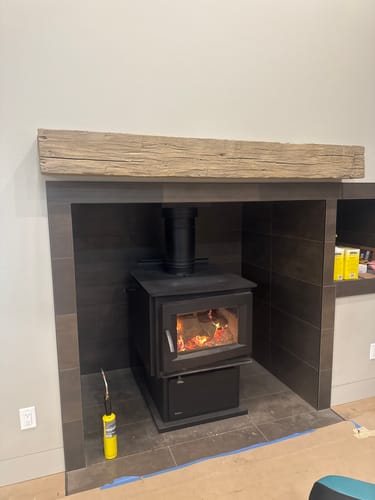 Customer photo review of Tabacco Non-Combustible Concrete Mantel Shelf Pale Honey Finish