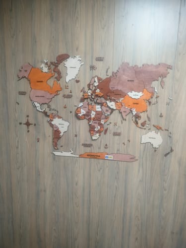 Customer photo review of 3D Wooden World Map Multicolor