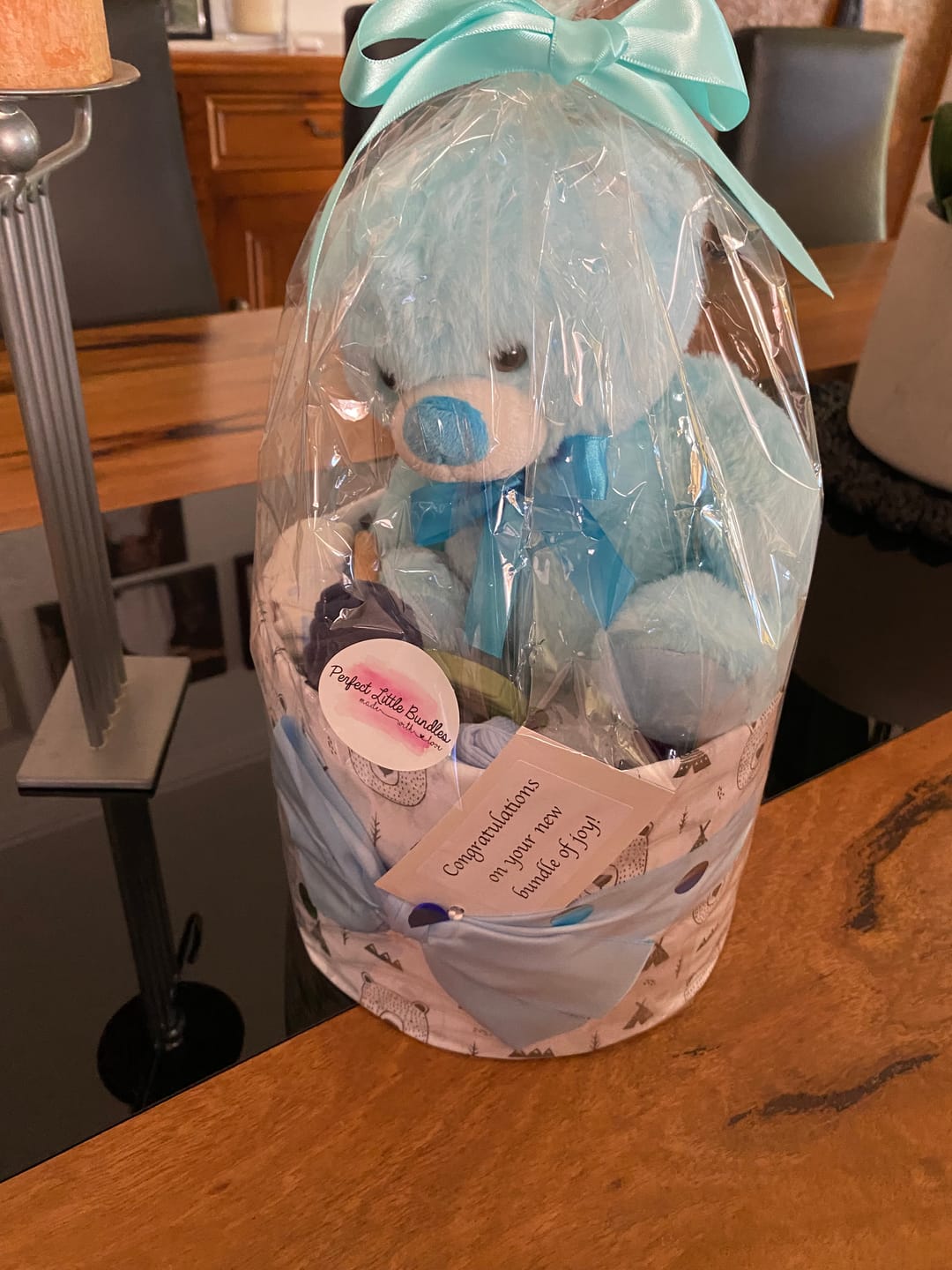 Customer photo review of It’s A Baby Boy Nappy Cake
