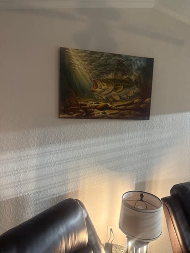 Customer photo review of Bass Fishing Fish Art Canvas Painting Matte Canvas