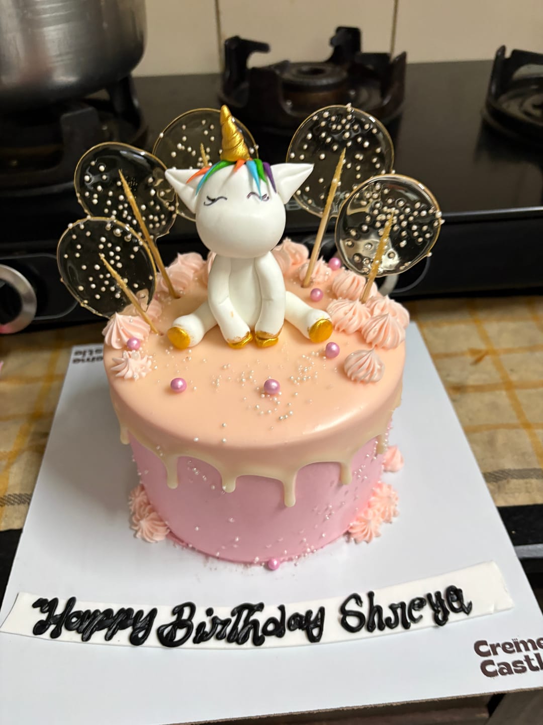 Customer photo review of Unicorn Drip Cream Cake