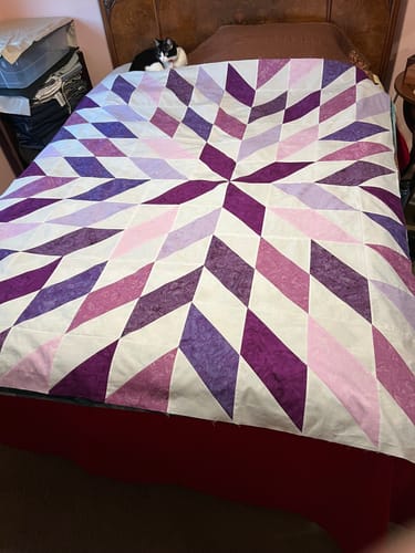 Customer photo review of Nexus in Purple Pre-Cut Ready-To-Sew Quilt Kit