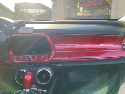 Customer photo review of 2016-2024 Chevy Camaro Carbon Fiber Infotainment Radio Screen Trim Cover