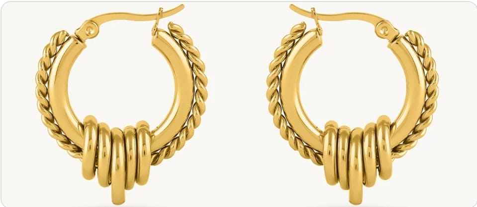 Customer photo review of Gilded Cluster Hoops