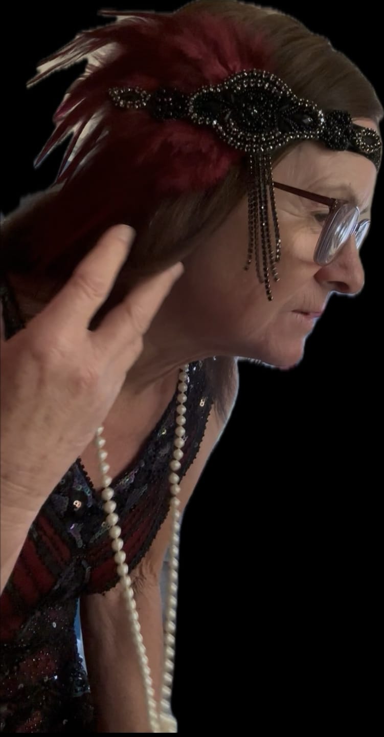 Customer photo review of 1920s Deco & Red Feather Flapper Headpiece