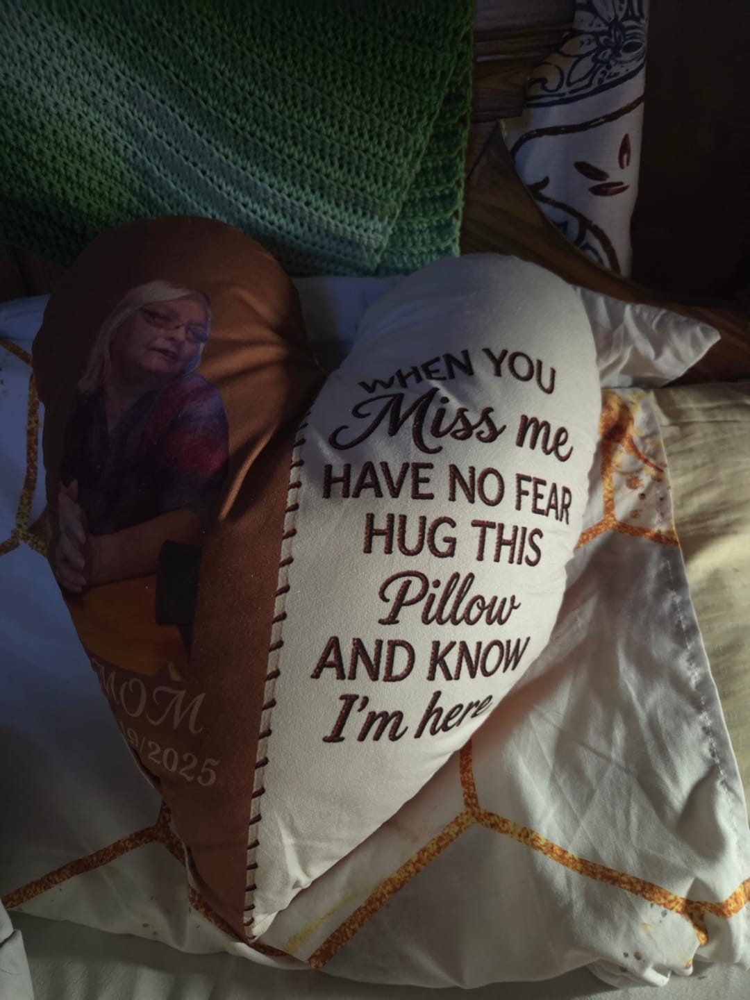 Customer photo review of In Loving Memory - Personalized Memorial Faux Fur Shaped Pillow