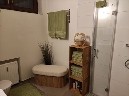 Customer photo review of BAOTSU - Banc coffre avec rangement en bois et bouclettes blanches