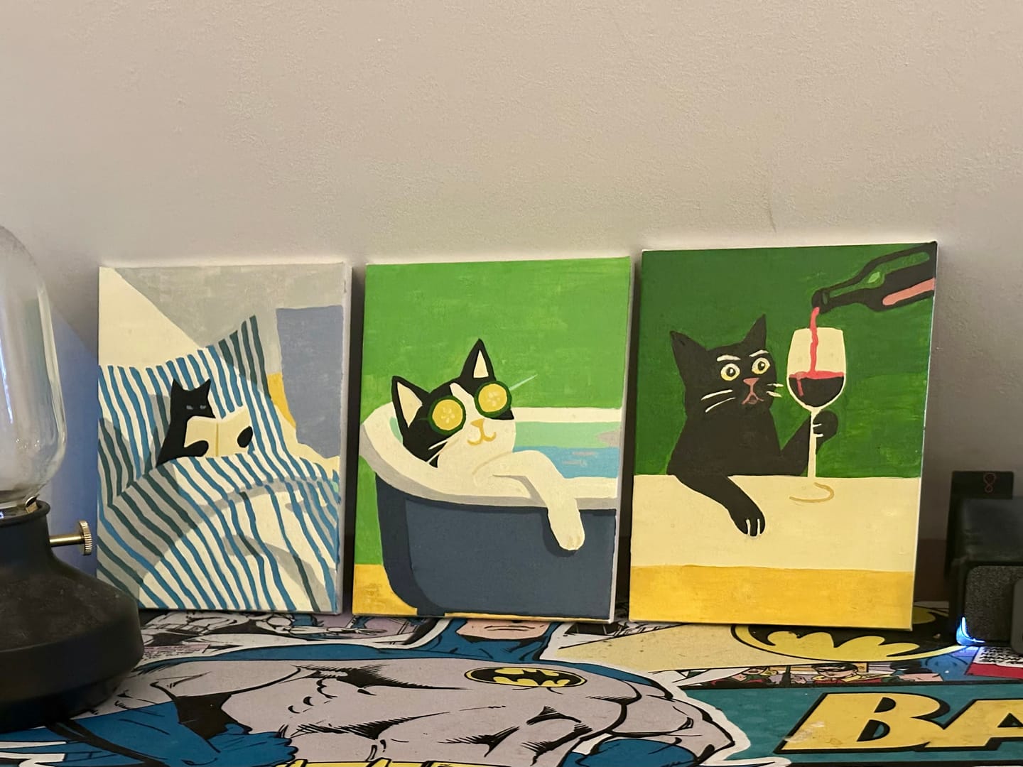 Customer photo review of 6 Mini Paintings - Crazy Cat Set