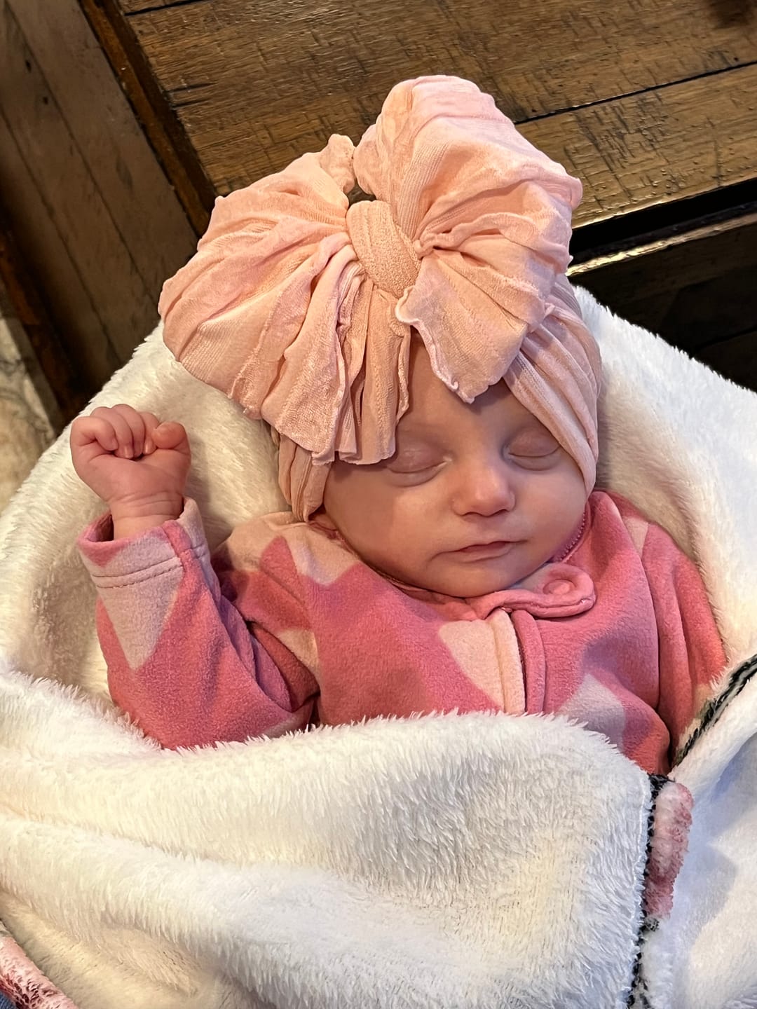 Customer photo review of Ruffled Headband- Paris Pink