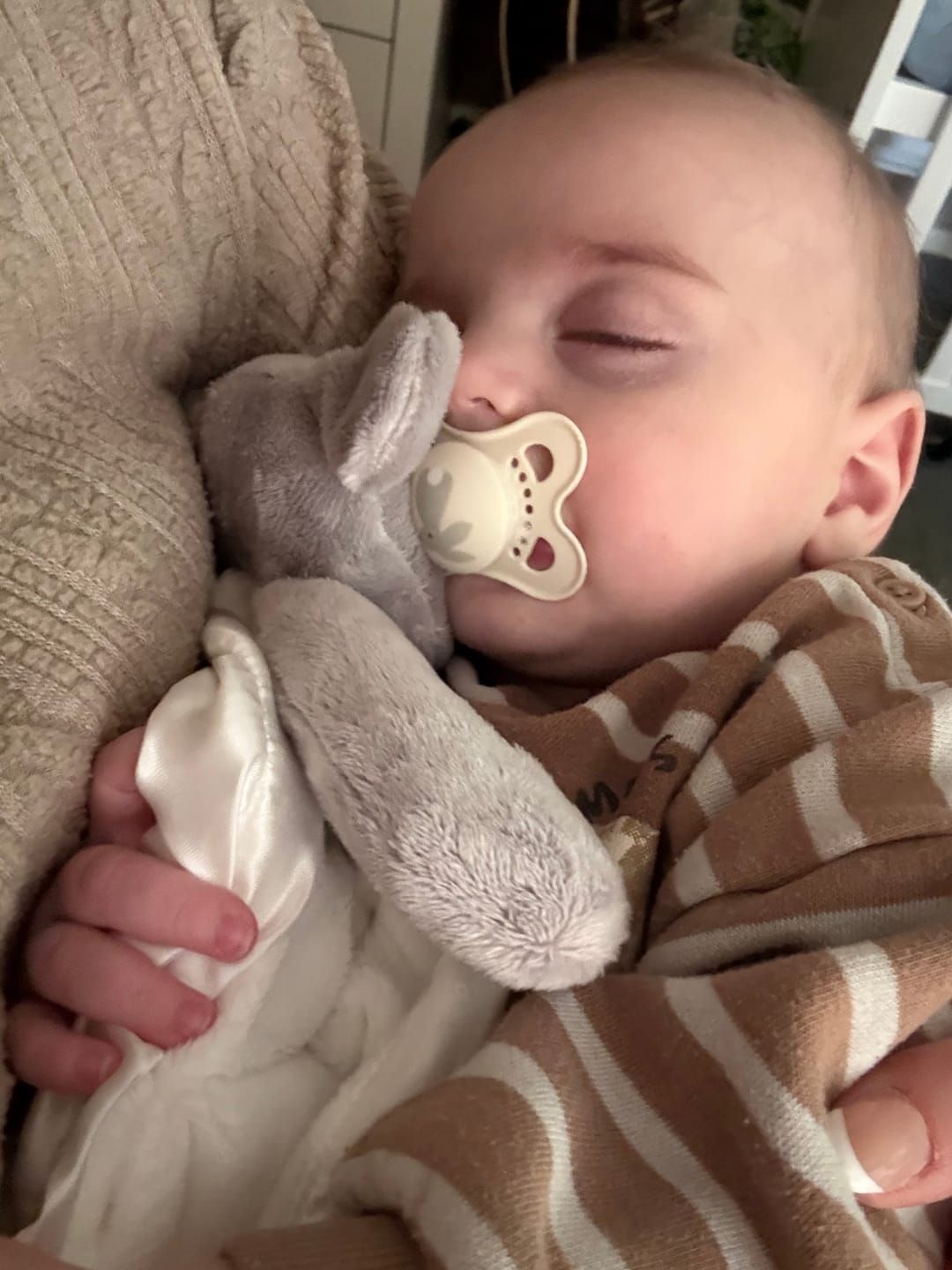 Customer photo review of sheeping bag | Baby Sleeping Bag | Embroidered ewan Grey Stripe