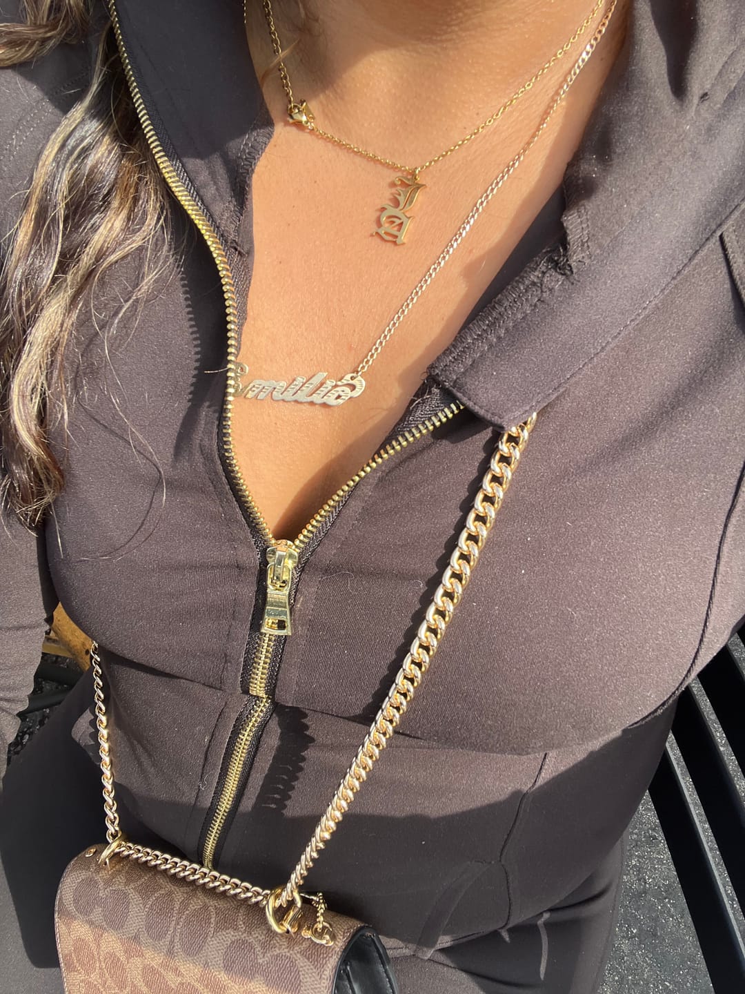 Customer photo review of Gothic Two Letter Necklace